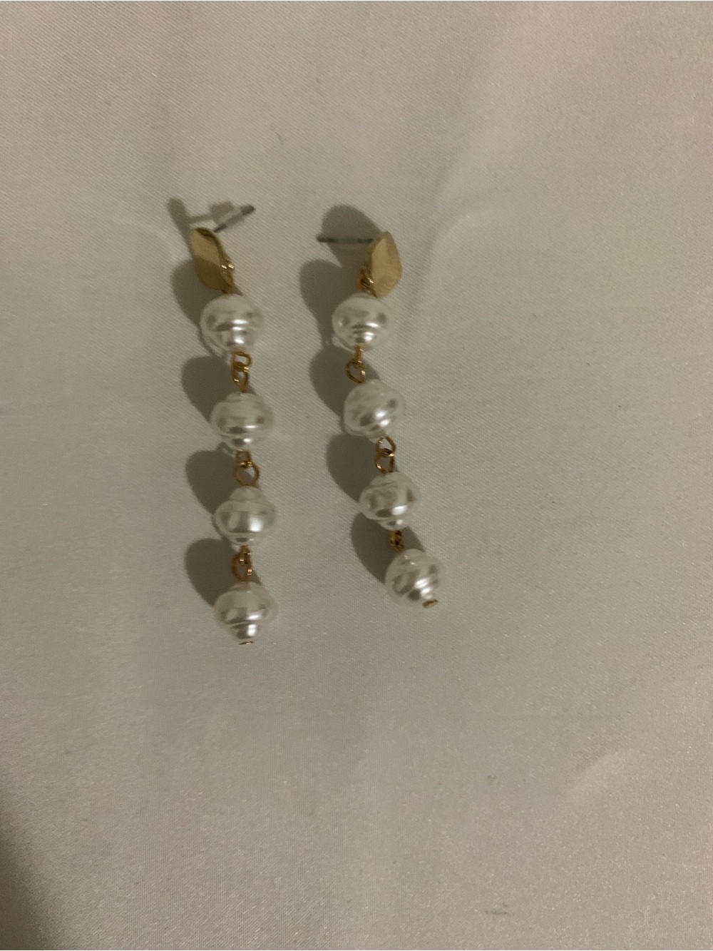 Gold-Tone Pearl Linear Drop Earrings